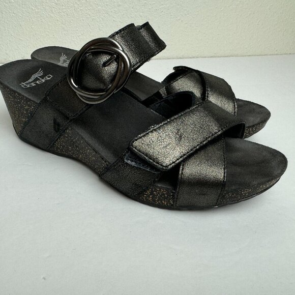 Dansko Shoes - Dansko Clogs Sandals Stacey Suede Wedge Metalic Dark Gray Size EU 39 / US 8-8.5